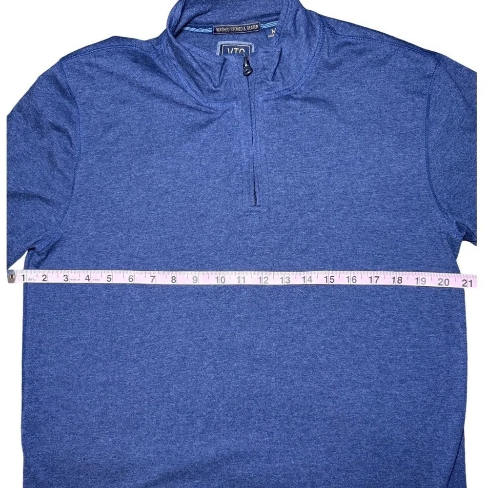 Vintage 1946 Quarter Zip Pullover Men Size Medium Blue Heathered Cotton Blend